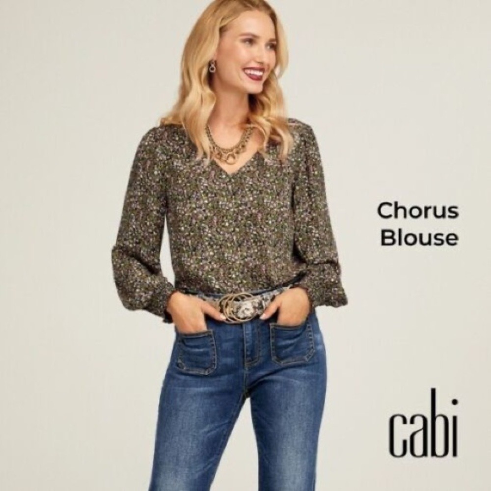 Cabi Chorus‎ Blouse #4161 Green Multicolor